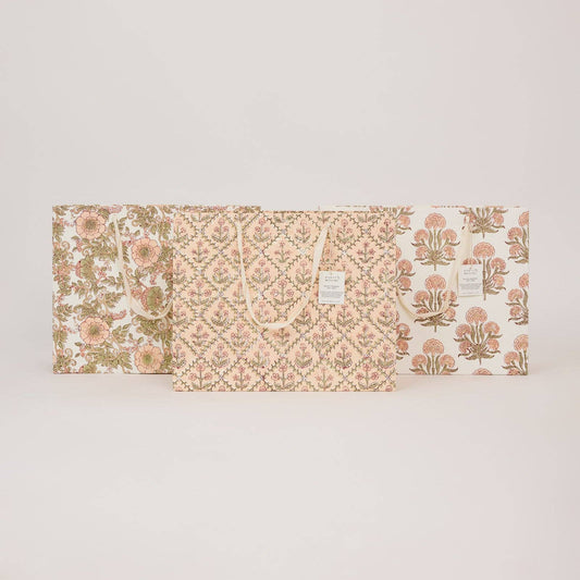Block Printed Gift Bags (Large) - Terracotta