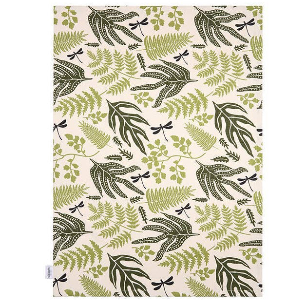 Organic Fern Tea Towel, Green
