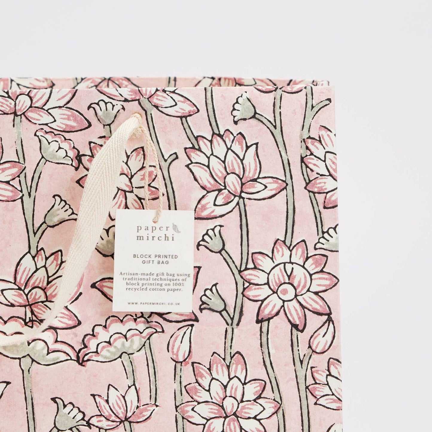 Block Printed Gift Bags (Large) - Pink Earth
