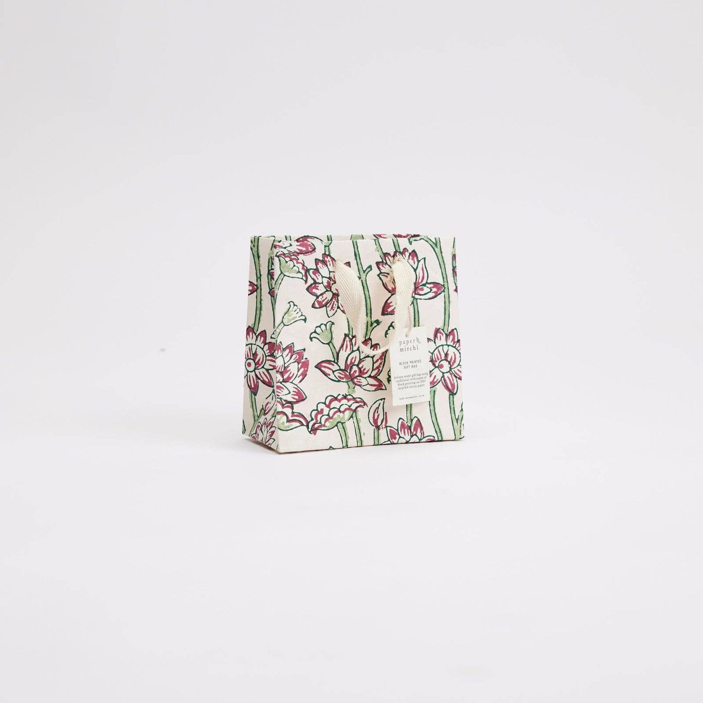 Block Printed Gift Bags (Small) - Cherry