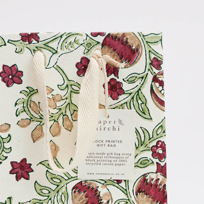 Block Printed Gift Bags (Small) - Cherry