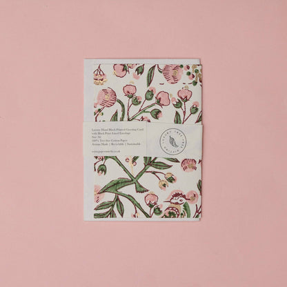 Block Printed Greeting Card - Songbird Blush