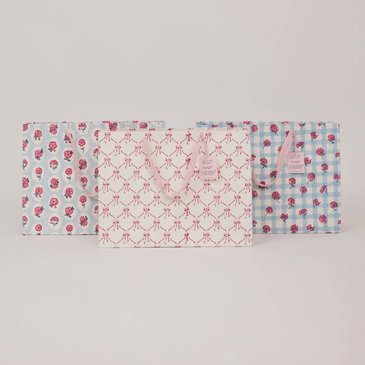 Block Printed Gift Bags (Large) - Pink Sorbet