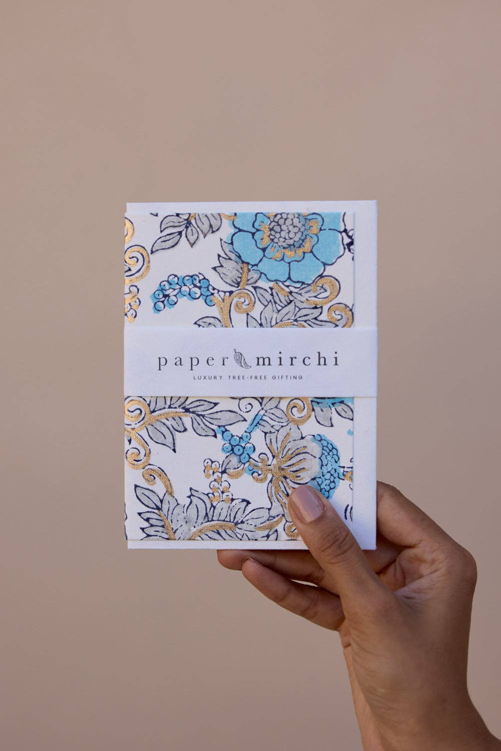 Block Printed Greeting Card - Wild Rose Blue Opal