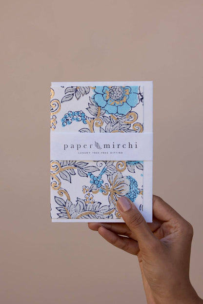 Block Printed Greeting Card - Wild Rose Blue Opal