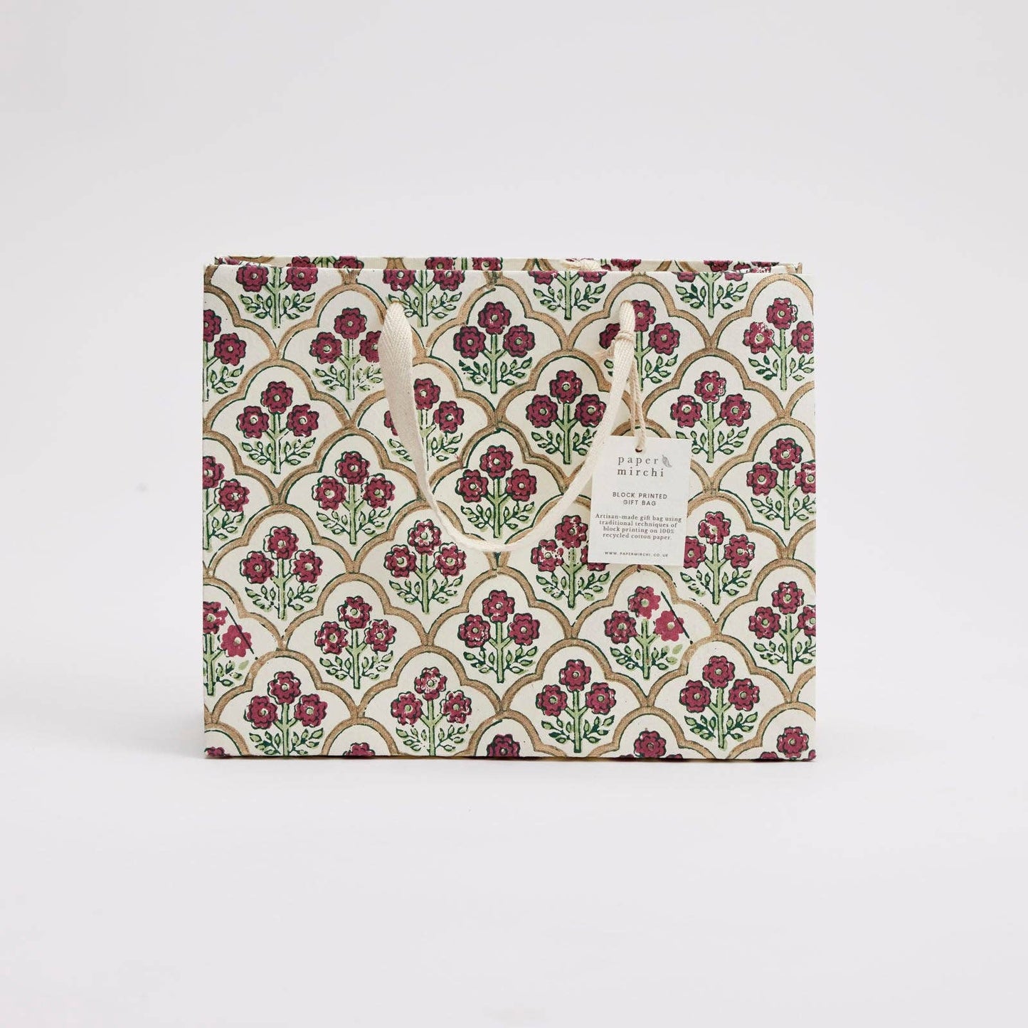 Block Printed Gift Bags (Medium) - Cherry