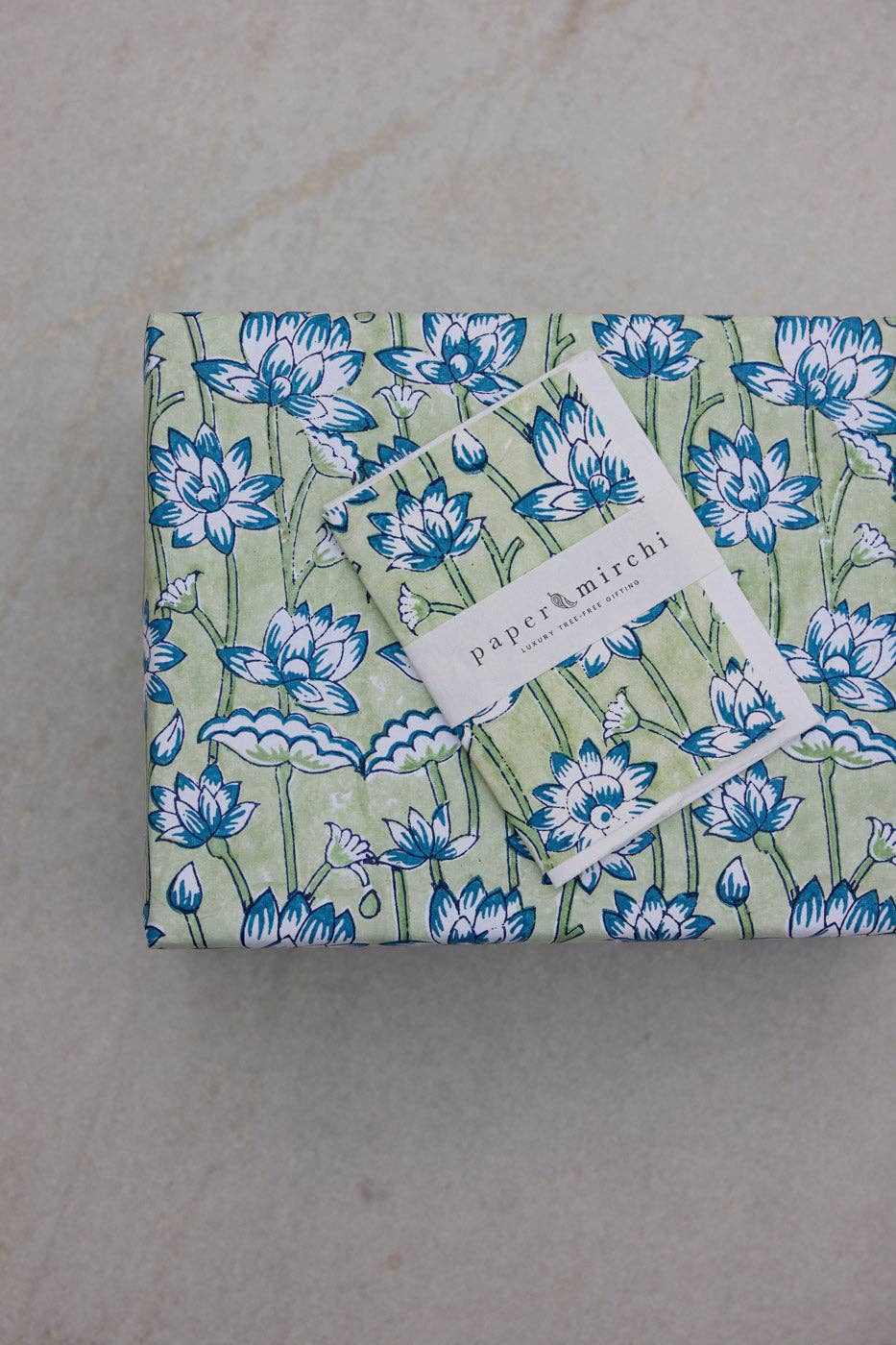 Block Printed Greeting Card - Lotus Indigo