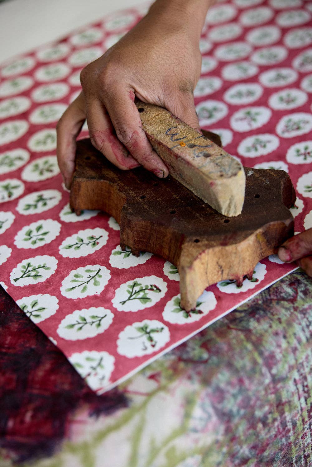 Block Printed Gift Bags (Medium) - Christmas Pudding