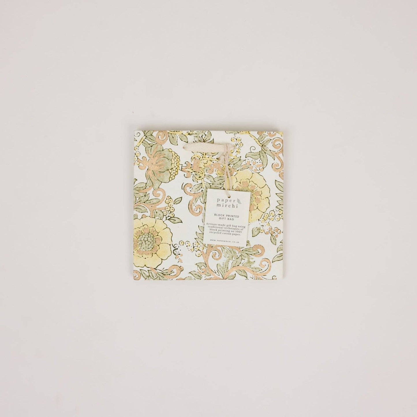 Block Printed Gift Bags (Small) - Buttercream