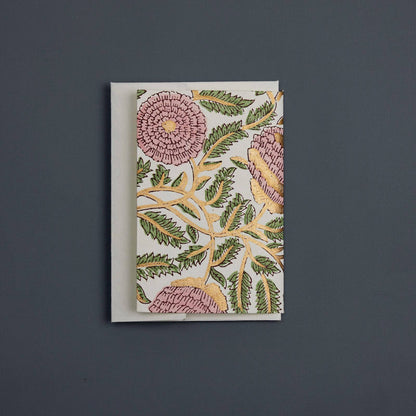 Keepsake Block Printed Greeting Card - Photo frame Marigold Glitz Blush