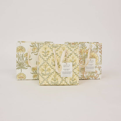 Block Printed Gift Bags (Small) - Buttercream