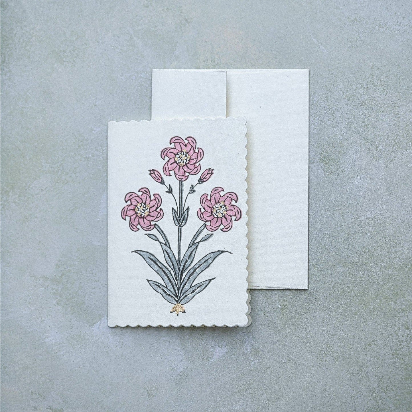 Block Printed Greeting Card - Nargis Dusky Pink