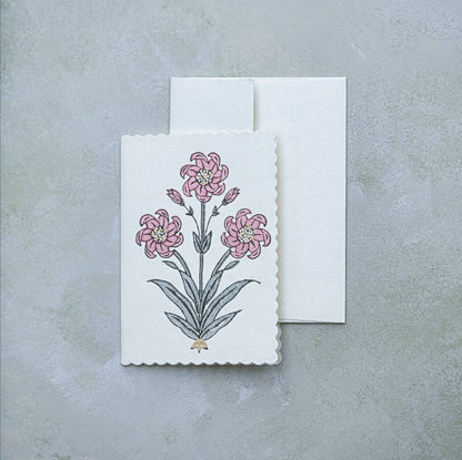 Block Printed Greeting Card - Nargis Dusky Pink