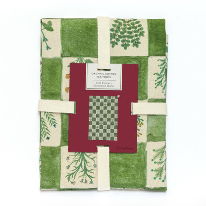 Organic Cotton Tea Towel - 15th Century Illustrated Herbs