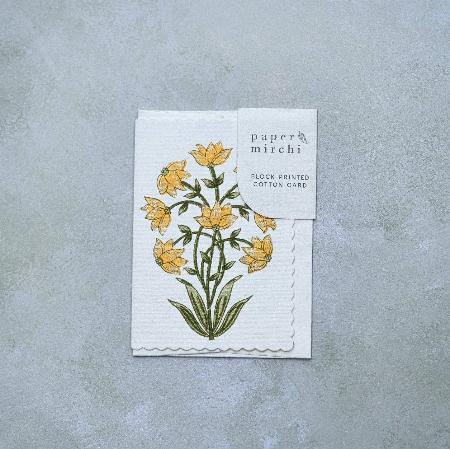 Block Printed Greeting Card - Champaca Saffron
