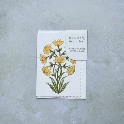 Block Printed Greeting Card - Champaca Saffron