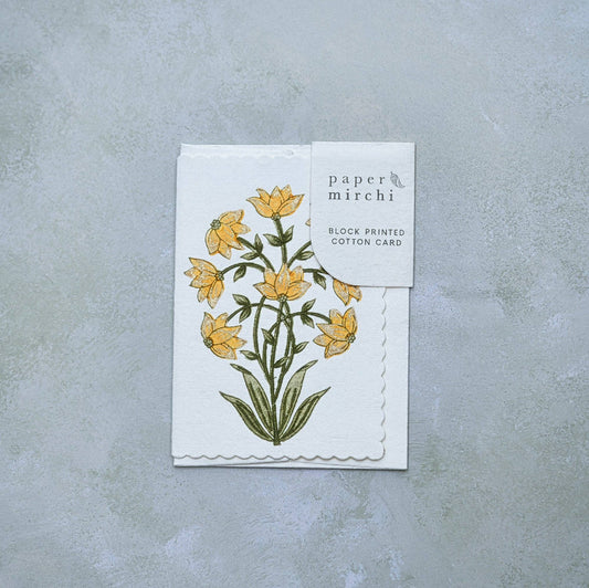 Block Printed Greeting Card - Champaca Saffron