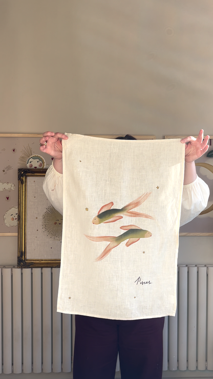 Queen of the Rodeo - Linen Tea Towel "Pisces"
