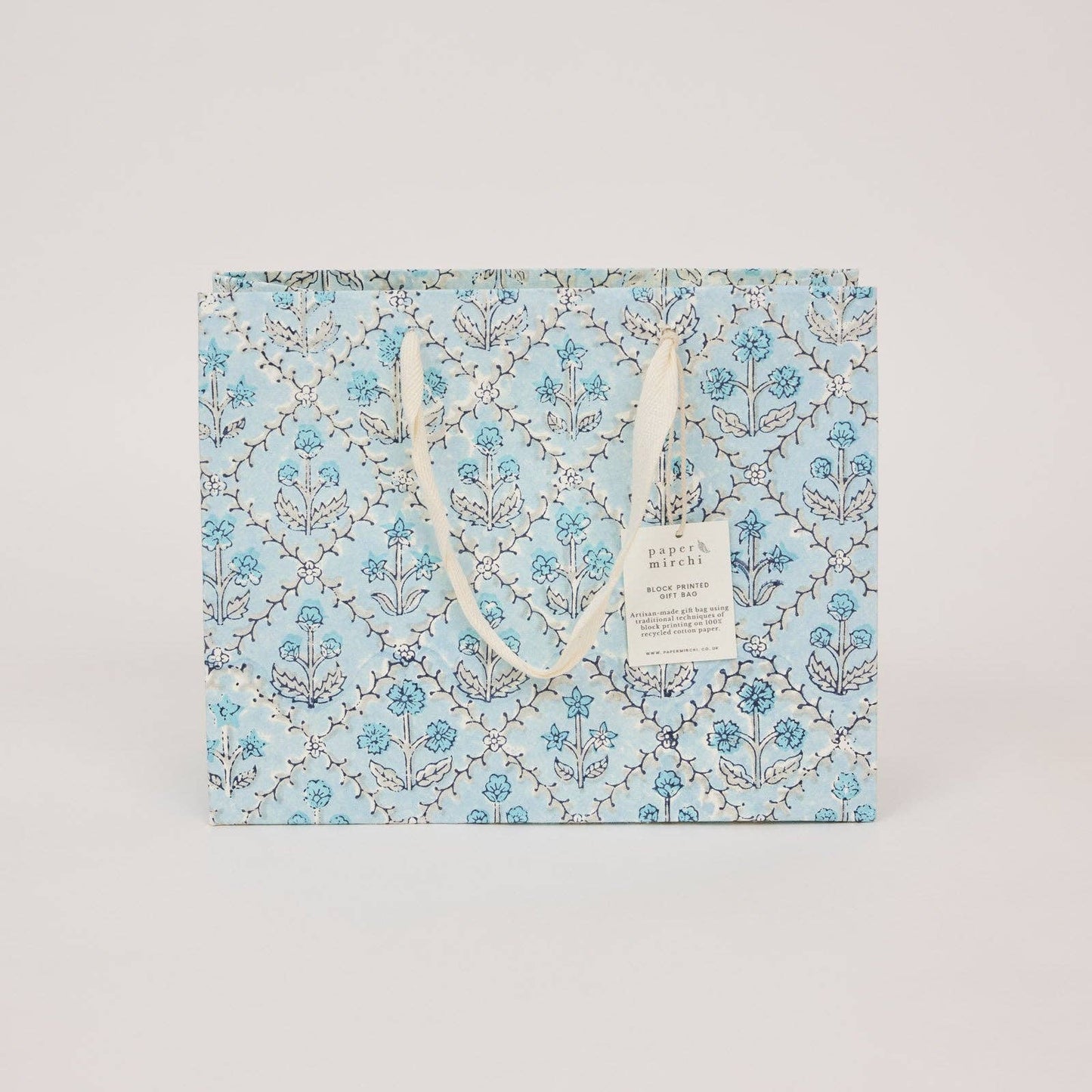 Block Printed Gift Bags (Medium) - Blue Opal
