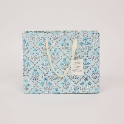 Block Printed Gift Bags (Medium) - Blue Opal