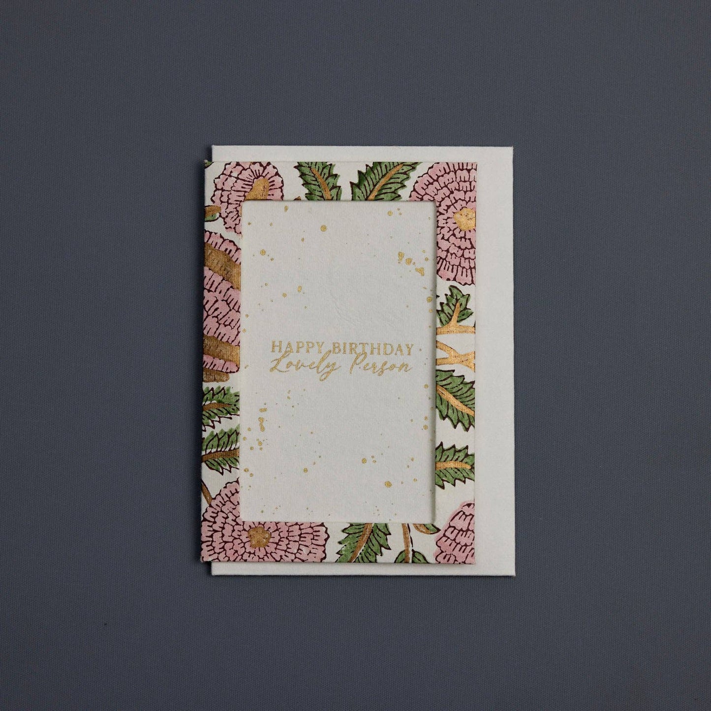 Keepsake Block Printed Greeting Card - Photo frame Marigold Glitz Blush