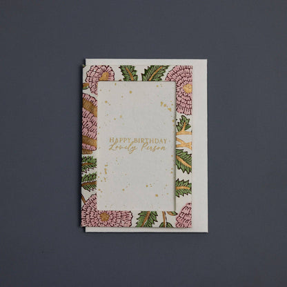 Keepsake Block Printed Greeting Card - Photo frame Marigold Glitz Blush