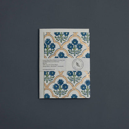 Block Printed Greeting Card - Trellis Indigo