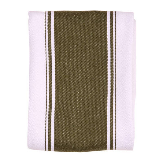 Love Colour Striped Tea Towel, Olive Green