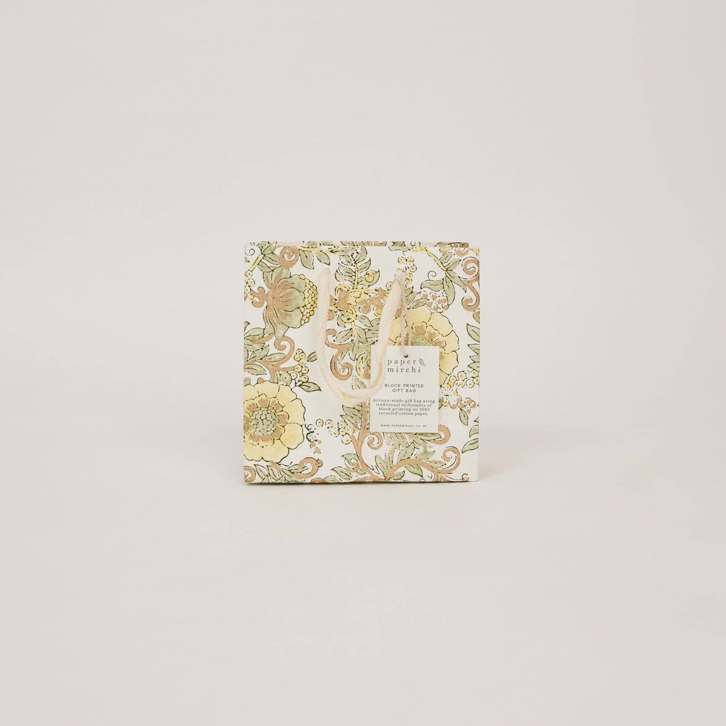 Block Printed Gift Bags (Small) - Buttercream