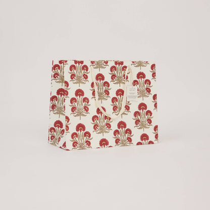 Block Printed Gift Bags (Large) - Winter Red