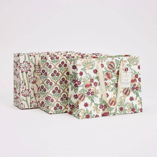 Block Printed Gift Bags (Medium) - Cherry