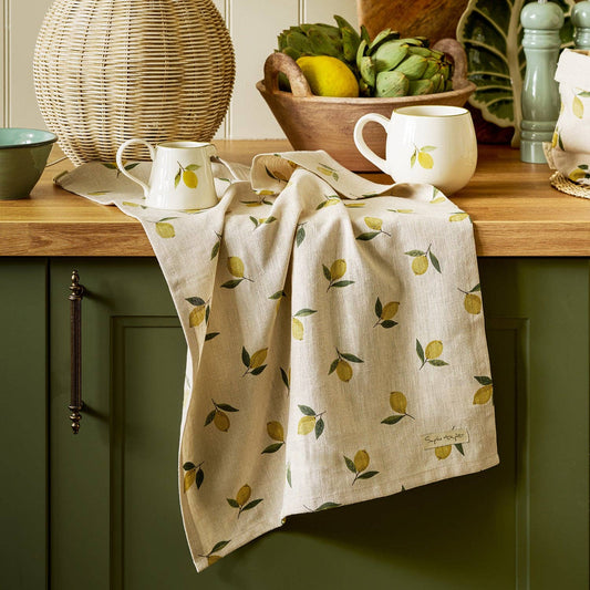 Lemons Linen Tea Towel