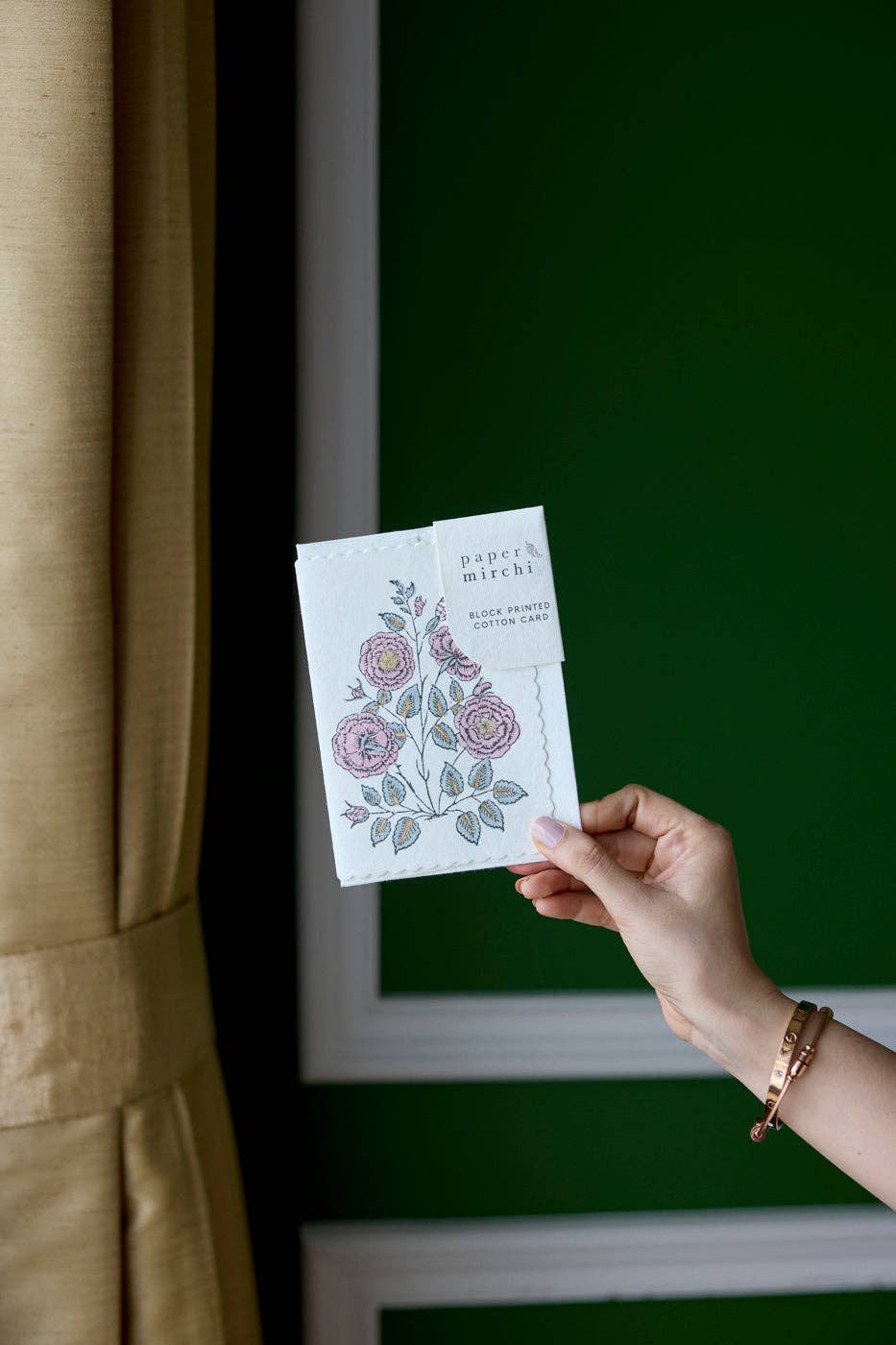 Block Printed Greeting Card - Gulab Dusky Pink