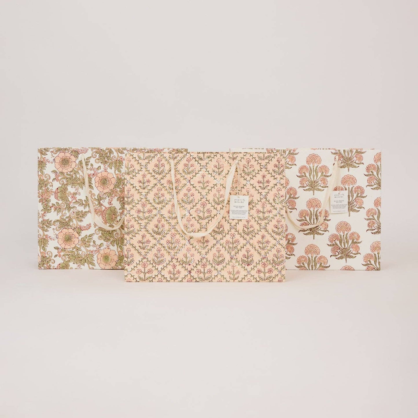 Block Printed Gift Bags (Large) - Terracotta