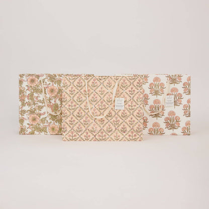 Block Printed Gift Bags (Large) - Terracotta
