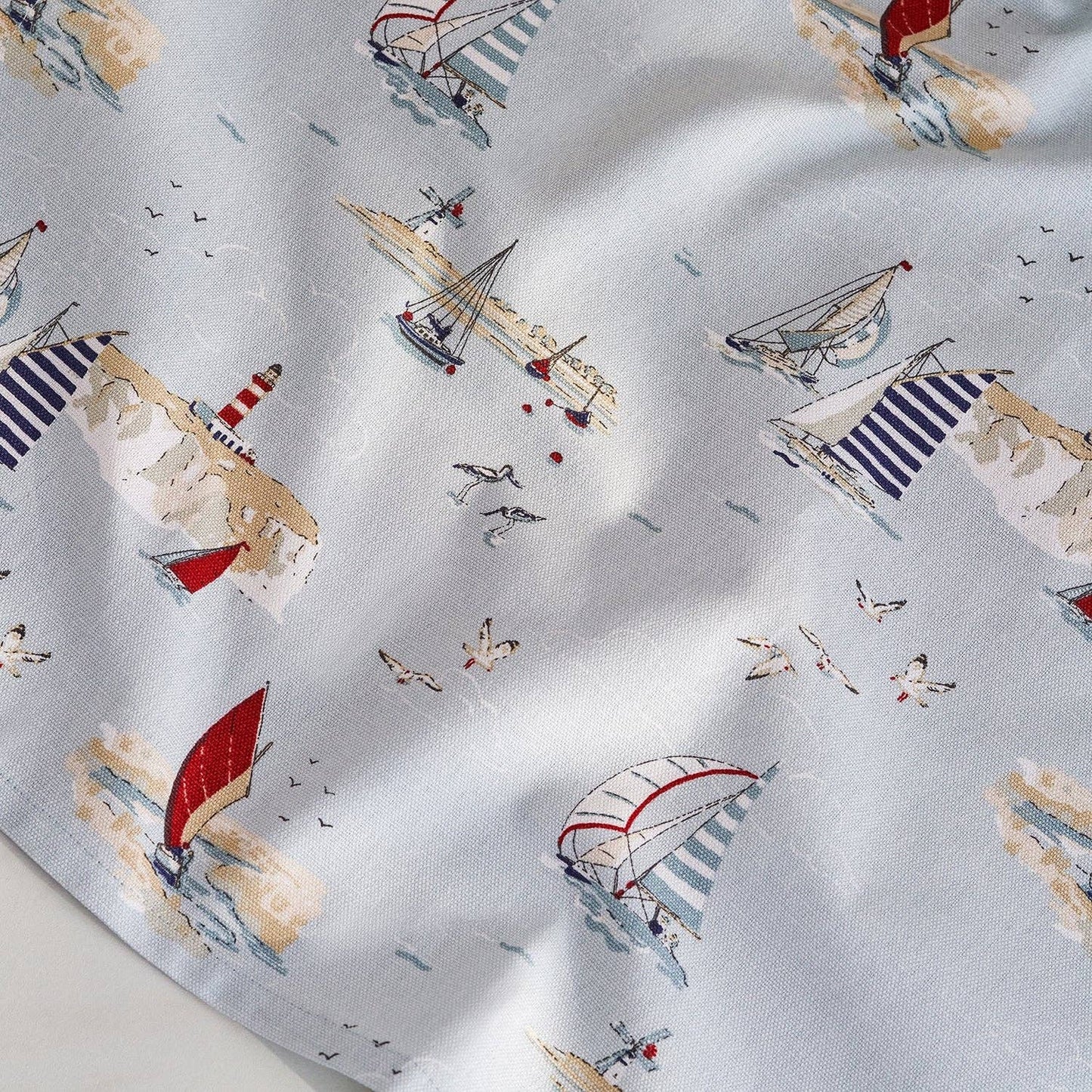 Coastal Boats Tea Towel