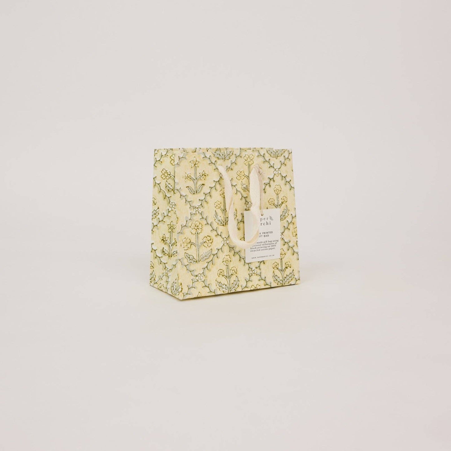 Block Printed Gift Bags (Small) - Buttercream