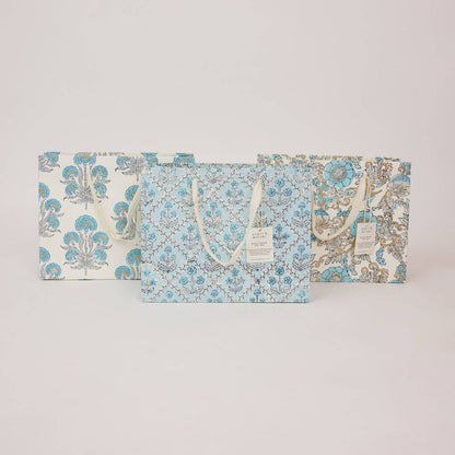 Block Printed Gift Bags (Medium) - Blue Opal