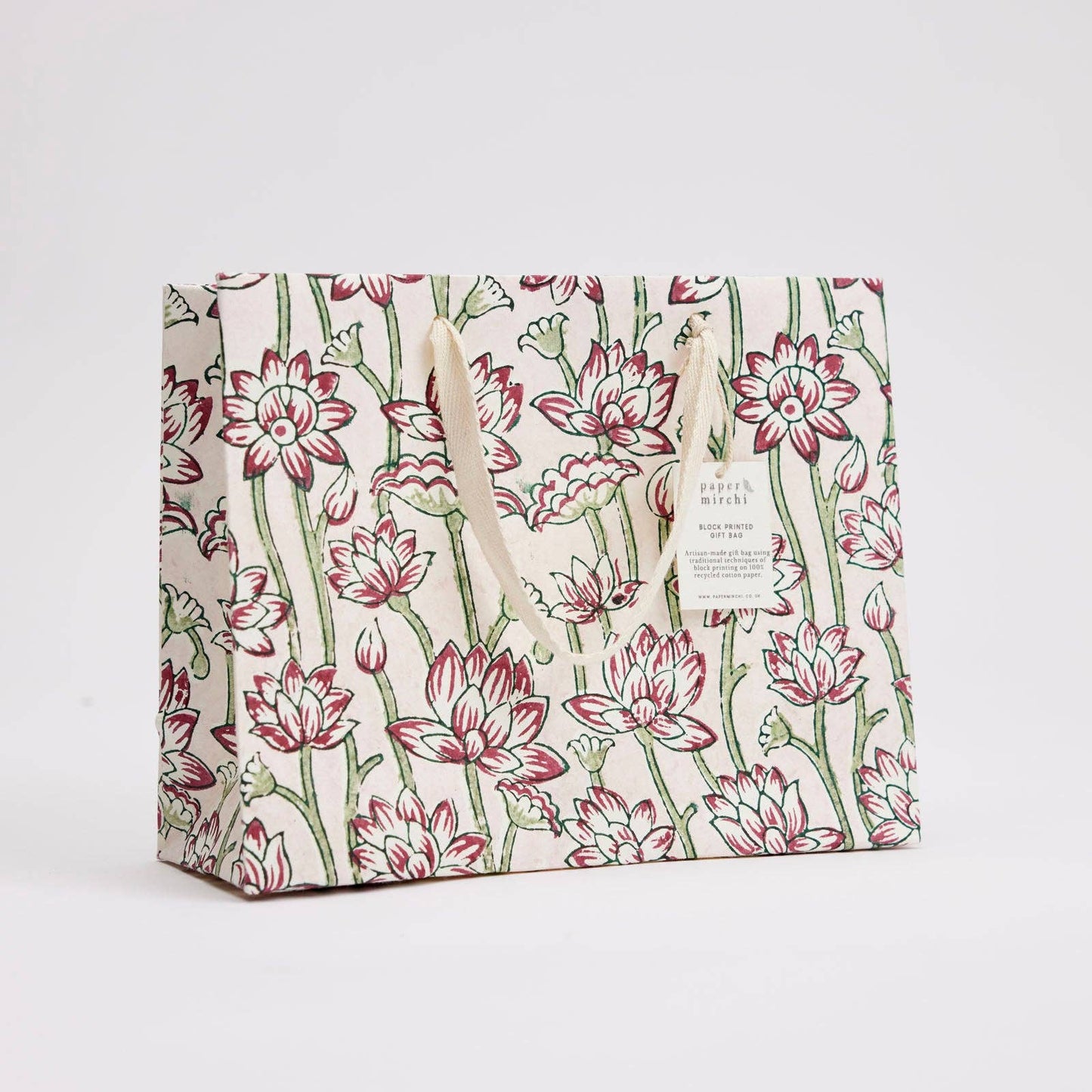 Block Printed Gift Bags (Medium) - Cherry