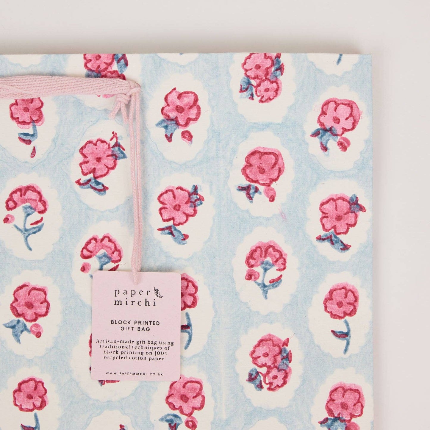 Block Printed Gift Bags (Large) - Pink Sorbet