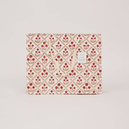 Block Printed Gift Bags (Large) - Winter Red