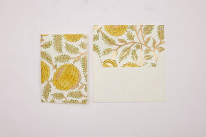 Block Printed Greeting Card - Marigold Glitz Sunshine