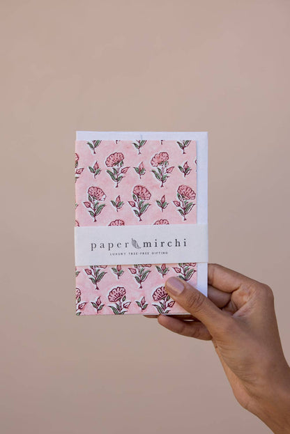 Block Printed Greeting Card - Ditsy Floral Blush