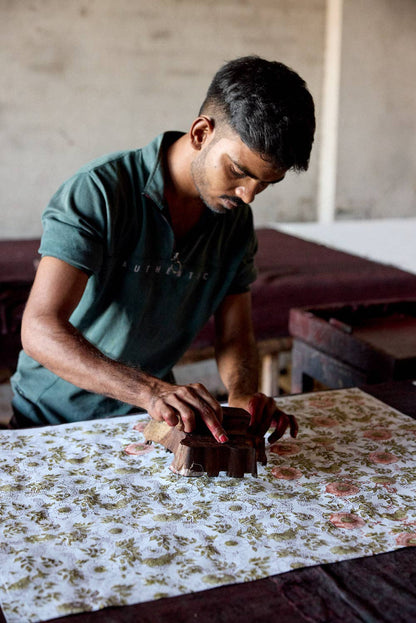 Block Printed Greeting Card - Wild Rose Terracotta