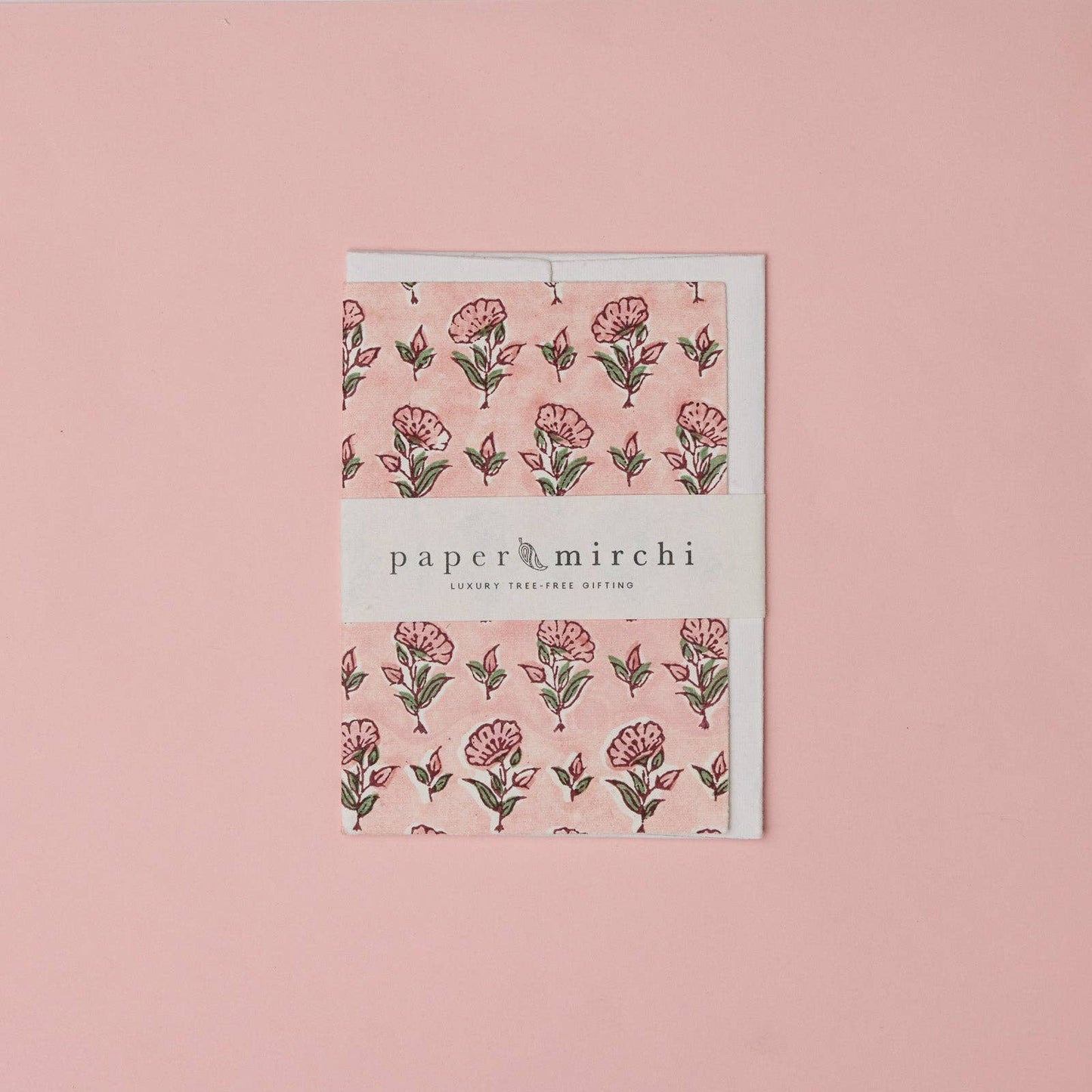Block Printed Greeting Card - Ditsy Floral Blush