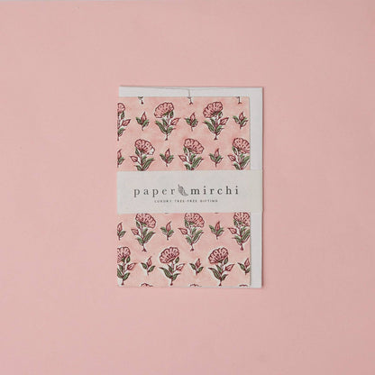 Block Printed Greeting Card - Ditsy Floral Blush
