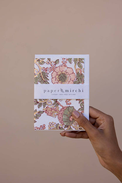 Block Printed Greeting Card - Wild Rose Terracotta