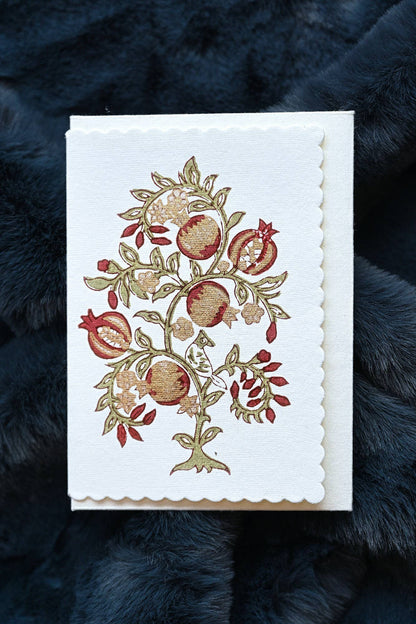 Block Printed Greeting Card - Anaar Scarlet