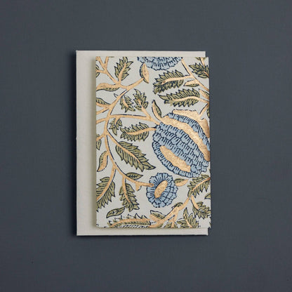Keepsake Block Printed Greeting Card - Photo frame Marigold Glitz Blue Stone