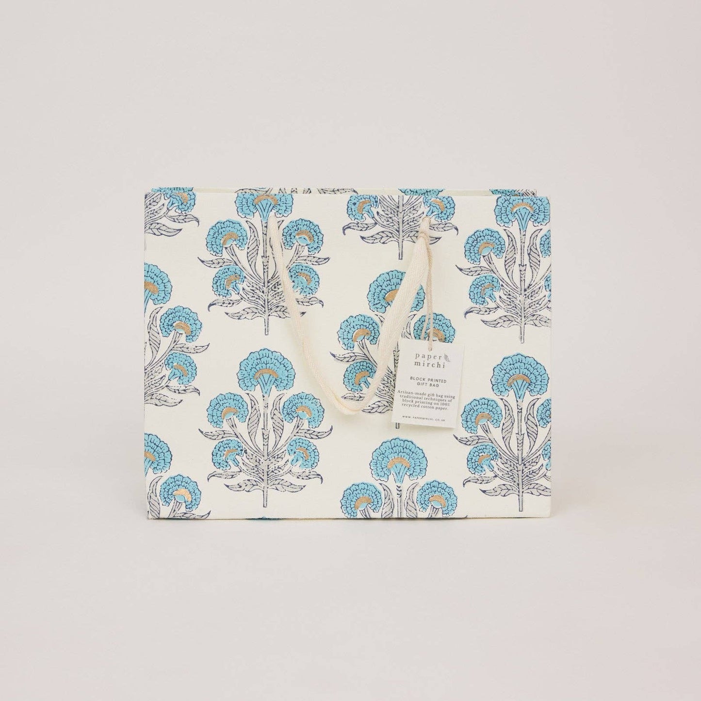Block Printed Gift Bags (Medium) - Blue Opal